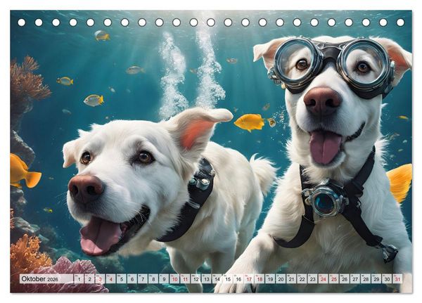 Produktbild: Hunde abgetaucht (Tischkalender 2026 DIN A5 quer), CALVENDO Monatskalender
