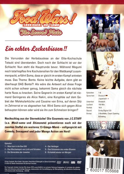 Produktbild: Food Wars! The Second Plate - 2. Staffel - Gesamtausgabe [2 DVDs]