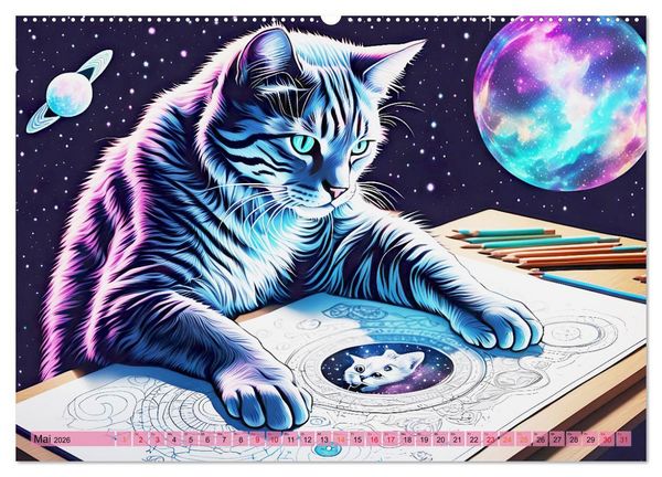 Produktbild: Katzen Schnurrige K&uuml;nstler (Wandkalender 2026 DIN A2 quer), CALVENDO Monatskalender
