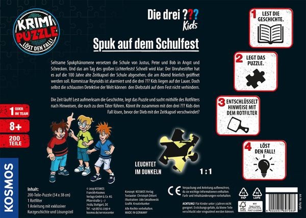 Produktbild: Krimipuzzle Die drei ??? Kids 200 Teile / Spuk auf dem Schulfest