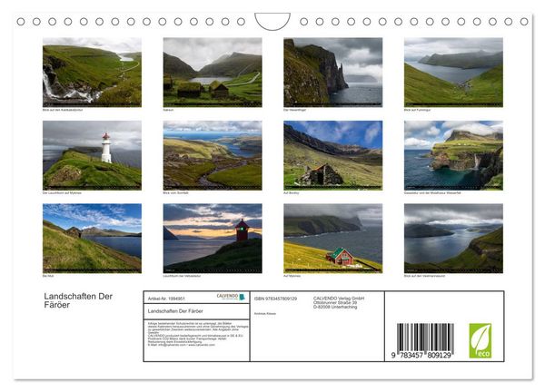Produktbild: Landschaften Der F&auml;r&ouml;er (Wandkalender 2026 DIN A4 quer), CALVENDO Monatskalender