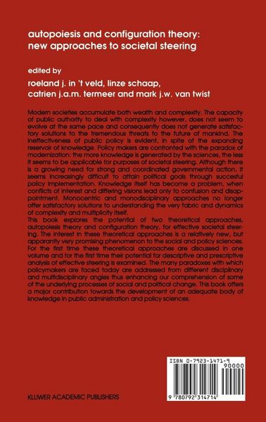 Produktbild: Autopoiesis and Configuration Theory: New Approaches to Societal Steering