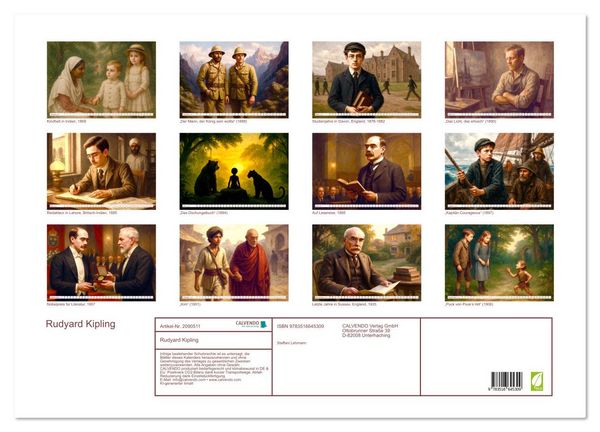 Produktbild: Rudyard Kipling (Wandkalender 2026 DIN A2 quer), CALVENDO Monatskalender