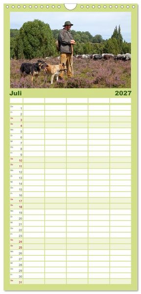 Produktbild: Familienplaner 2027 - Die L&uuml;neburger Heide - Ausflugsziel im Norden mit 5 Spalten (Wandkalender, 21 x 45 cm) CALVENDO