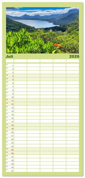 Produktbild: Familienplaner 2026 - Mauritius - Sch&ouml;nheit im Indischen Ozean mit 5 Spalten (Wandkalender, 21 x 45 cm) CALVENDO