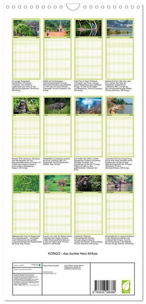 Produktbild: Familienplaner 2026 - KONGO - das dunkle Herz Afrikas mit 5 Spalten (Wandkalender, 21 x 45 cm) CALVENDO