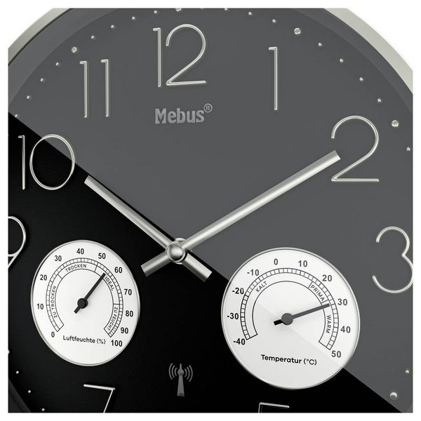 Produktbild: Mebus 12988 Funk Wanduhr 30cm x 30cm x 30cm x 4.5mm Silber