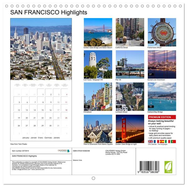 Produktbild: SAN FRANCISCO Highlights (Wall Calendar 2026 12 &times; 12 Inch) CALVENDO 12 Month Wall Calendar