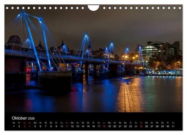 Produktbild: London - Nachts an der Themse (Wandkalender 2026 DIN A4 quer), CALVENDO Monatskalender