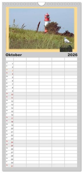 Produktbild: Familienplaner 2026 - Leuchtt&uuml;rme Schleswig-Holsteins mit 5 Spalten (Wandkalender, 21 x 45 cm) CALVENDO