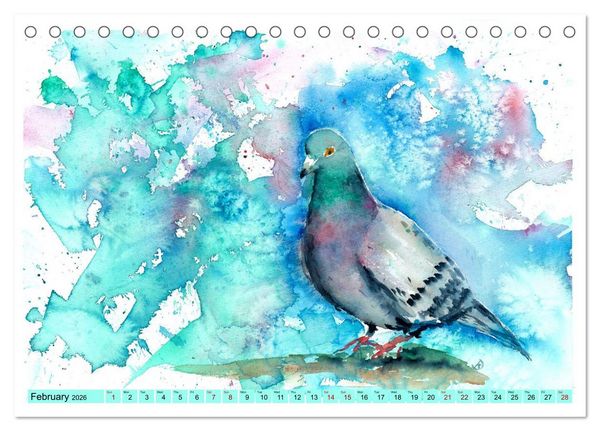 Produktbild: The Fascinating World of Birds in Watercolour (Desk Calendar 2026 DIN A5 landscape), CALVENDO 12 Month DeskCalendar