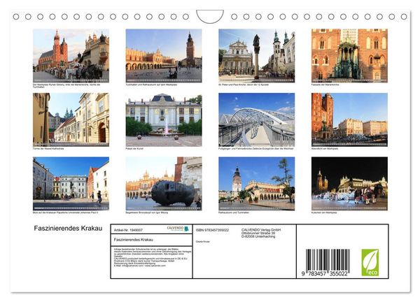 Produktbild: Faszinierendes Krakau (Wandkalender 2026 DIN A4 quer), CALVENDO Monatskalender