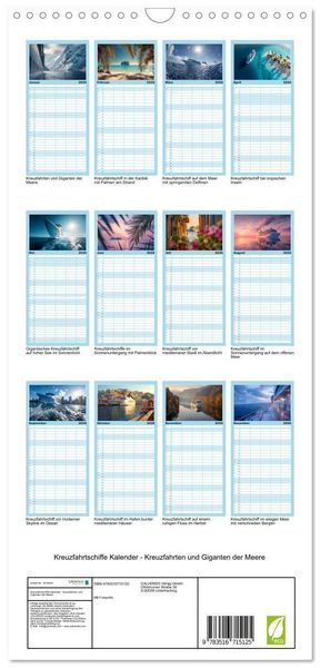Produktbild: Familienplaner 2026 - Kreuzfahrtschiffe Kalender - Kreuzfahrten und Giganten der Meere mit 5 Spalten (Wandkalender, 21 x 45 cm) CALVENDO