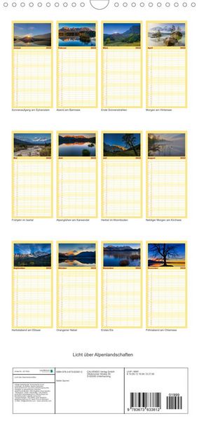 Produktbild: Familienplaner Licht &uuml;ber Alpenlandschaften (Wandkalender 2022 , 21 cm x 45 cm, hoch)