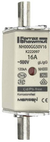 Produktbild: Mersen 1B635.000000 NH-Sicherung Sicherungsgr&ouml;&szlig;e = 000 16A 500V 1St.