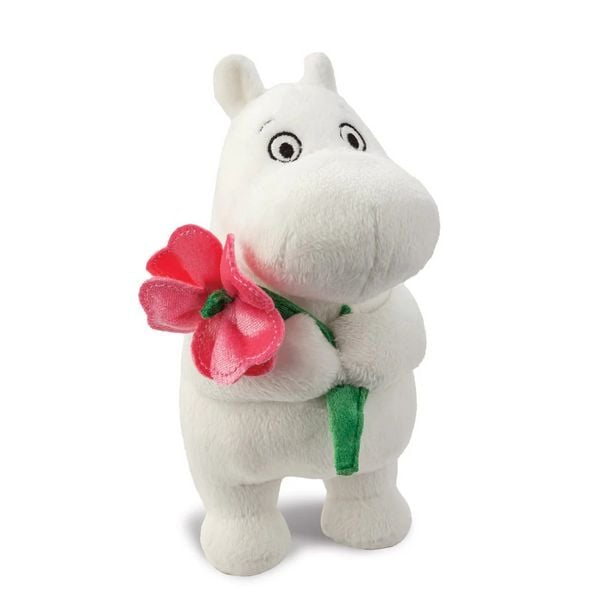 Produktbild: Moomin Standing with Pink Flower Plush Toy