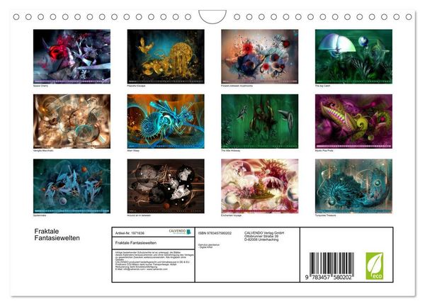 Produktbild: Fraktale Fantasiewelten (Wandkalender 2026 DIN A4 quer), CALVENDO Monatskalender