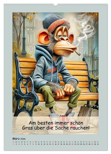 Produktbild: Affengeil. Humor aus dem Gro&szlig;stadtdschungel (hochwertiger Premium Wandkalender 2026 DIN A2 hoch), Kunstdruck in Hochglanz