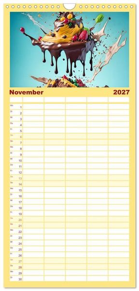 Produktbild: Familienplaner 2027 - Tortenschlacht - s&uuml;&szlig;e Versuchung mit 5 Spalten (Wandkalender, 21 x 45 cm) CALVENDO