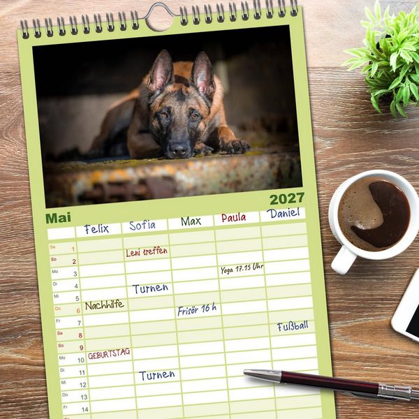 Produktbild: Familienplaner 2027 - Belgischer Sch&auml;ferhund - Der Malinois mit 5 Spalten (Wandkalender, 21 x 45 cm) CALVENDO