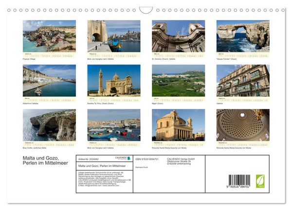 Produktbild: Malta und Gozo, Perlen im Mittelmeer (Wandkalender 2026 DIN A3 quer), CALVENDO Monatskalender