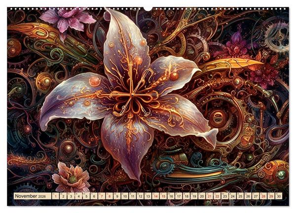 Produktbild: Floraler Steampunk (hochwertiger Premium Wandkalender 2026 DIN A2 quer), Kunstdruck in Hochglanz