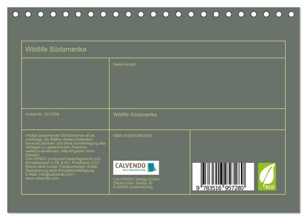 Produktbild: Wildlife S&uuml;damerika (Tischkalender 2027 DIN A5 quer), CALVENDO Monatskalender