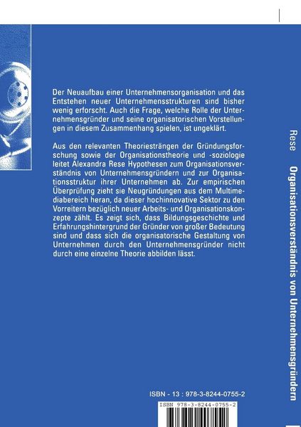 Produktbild: Organisationsverst&auml;ndnis von Unternehmensgr&uuml;ndern