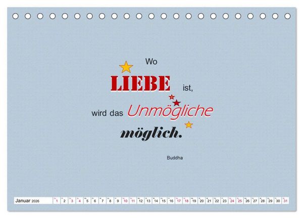 Produktbild: Zitate und Spr&uuml;che In Sachen LIEBE (Tischkalender 2026 DIN A5 quer), CALVENDO Monatskalender