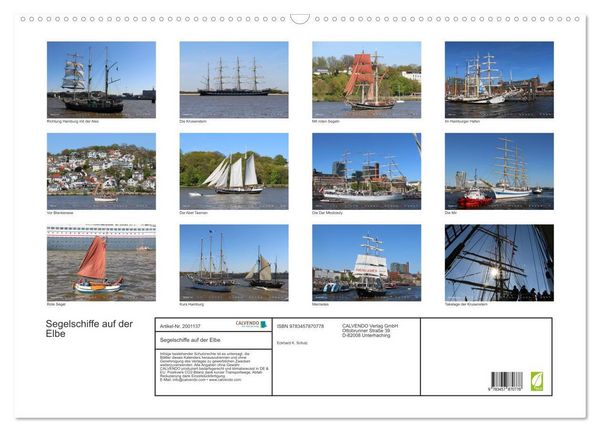 Produktbild: Segelschiffe auf der Elbe (Wandkalender 2026 DIN A2 quer), CALVENDO Monatskalender
