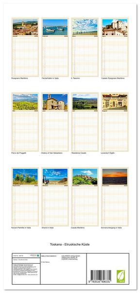 Produktbild: Familienplaner 2026 - Toskana - Etruskische K&uuml;ste mit 5 Spalten (Wandkalender, 21 x 45 cm) CALVENDO