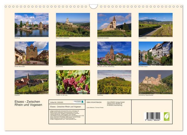 Produktbild: Elsass - Zwischen Rhein und Vogesen (Wandkalender 2026 DIN A3 quer), CALVENDO Monatskalender
