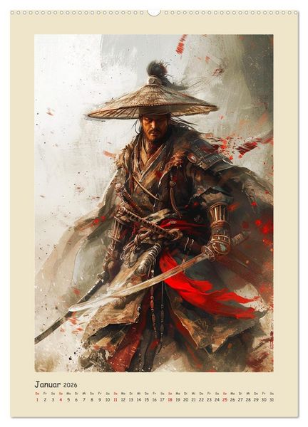 Produktbild: Samurai. Kunstvolle Darstellungen historischer Krieger (hochwertiger Premium Wandkalender 2026 DIN A2 hoch), Kunstdruck in Hochglanz