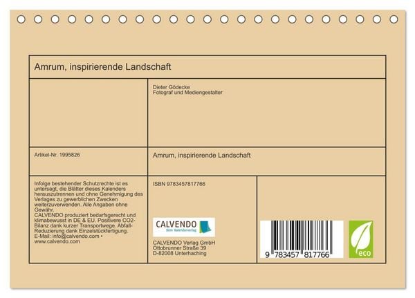 Produktbild: Amrum, inspirierende Landschaft (Tischkalender 2026 DIN A5 quer), CALVENDO Monatskalender