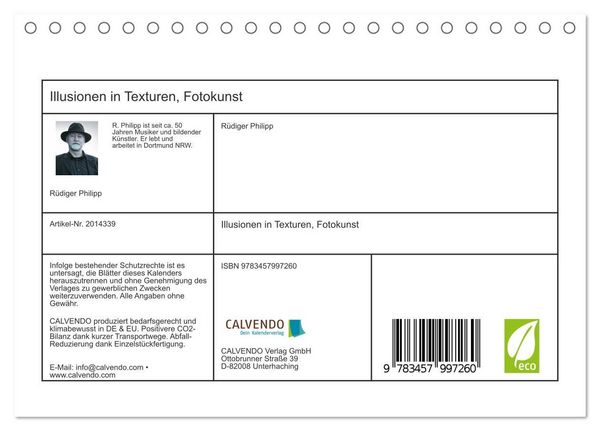 Produktbild: Illusionen in Texturen, Fotokunst (Tischkalender 2026 DIN A5 quer), CALVENDO Monatskalender