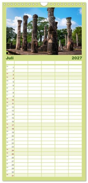 Produktbild: Familienplaner 2027 - Sri Lanka mit 5 Spalten (Wandkalender, 21 x 45 cm) CALVENDO