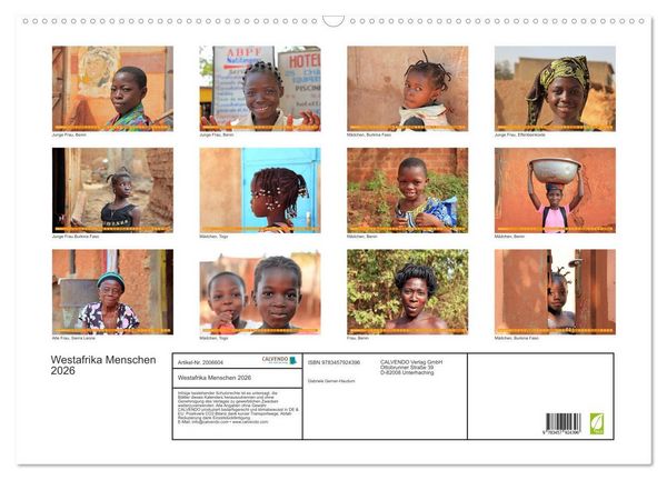Produktbild: Westafrika Menschen 2026 (Wandkalender 2026 DIN A2 quer), CALVENDO Monatskalender