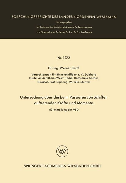 Produktbild: Untersuchung &uuml;ber die beim Passieren von Schiffen auftretenden Kr&auml;fte und Momente