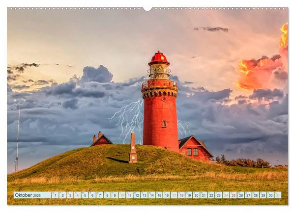 Produktbild: Leuchtturm Gewitter (Wandkalender 2026 DIN A2 quer), CALVENDO Monatskalender
