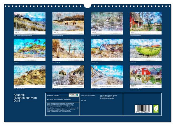 Produktbild: Aquarell Illustrationen vom Dar&szlig; (Wandkalender 2026 DIN A3 quer), CALVENDO Monatskalender