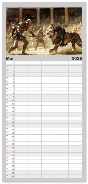 Produktbild: Familienplaner 2026 - Unbeugsame Herzen mit 5 Spalten (Wandkalender, 21 x 45 cm) CALVENDO