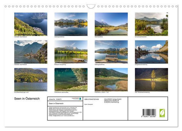 Produktbild: Seen in &Ouml;sterreich (Wandkalender 2026 DIN A3 quer), CALVENDO Monatskalender