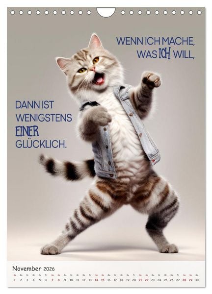 Produktbild: COOLE KATZEN Spr&uuml;cheklopfer (Wandkalender 2026 DIN A4 hoch), CALVENDO Monatskalender
