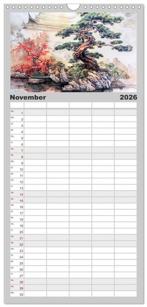 Produktbild: Familienplaner 2026 - Die Essenz von China - Chinesische Landschaften und Symbole in Harmonie mit 5 Spalten (Wandkalender, 21 x 45 cm) CALVENDO