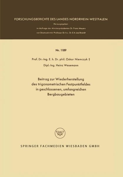 Produktbild: Beitrag zur Wiederherstellung des trigonometrischen Festpunktfeldes in geschlossenen, umfangreichen Bergbaugebieten