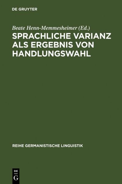 Produktbild: Sprachliche Varianz als Ergebnis von Handlungswahl