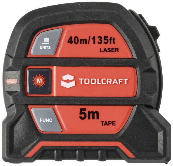 Produktbild: TOOLCRAFT 2 in 1 Laser-Entfernungsmesser Max. 40m mit Ma&szlig;band