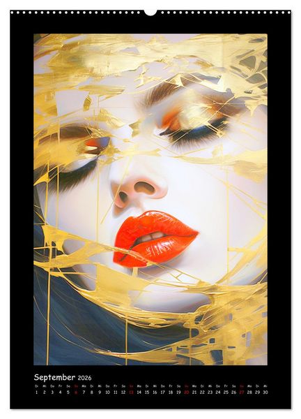 Produktbild: Goldene Portraits. Fusion von Kunst und &Auml;sthetik (Wandkalender 2026 DIN A2 hoch), CALVENDO Monatskalender