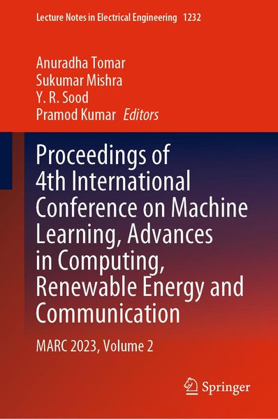 Produktbild: Proceedings of 4th International Conference on Machine Learning, Advances in Computing, Renewable Energy and Communication