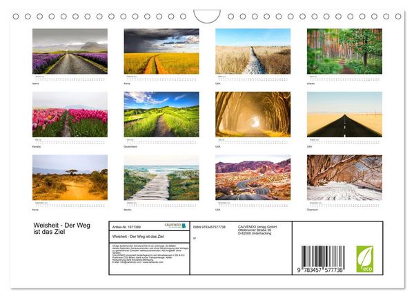Produktbild: Weisheit - Der Weg ist das Ziel (Wandkalender 2026 DIN A4 quer), CALVENDO Monatskalender